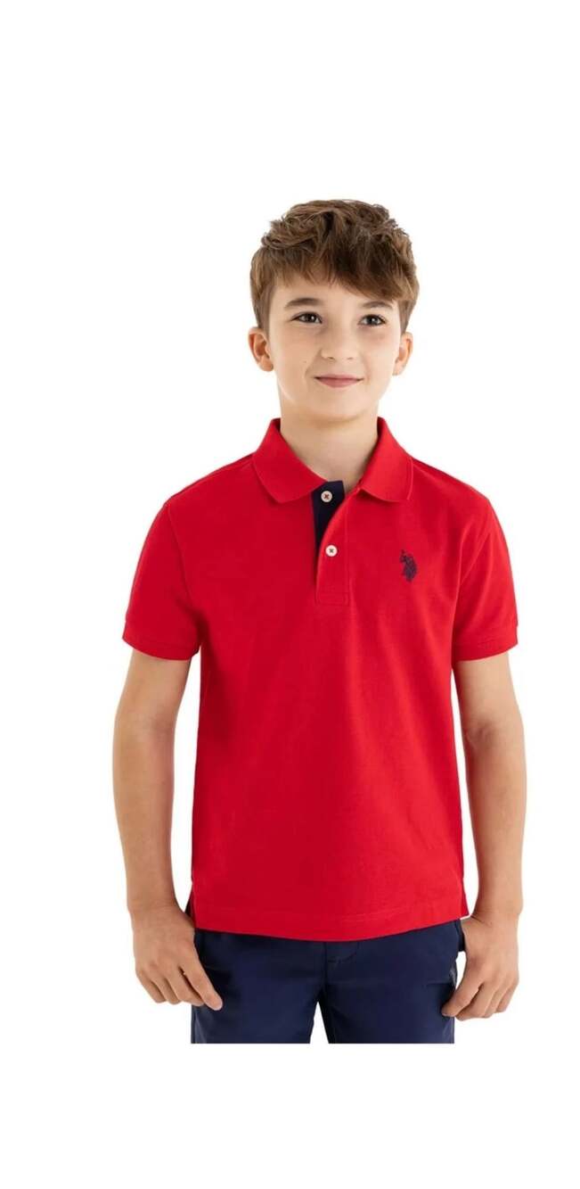 TWO (bundle) U.S. Polo Assn. boys red and black polo shirts size L 10-12